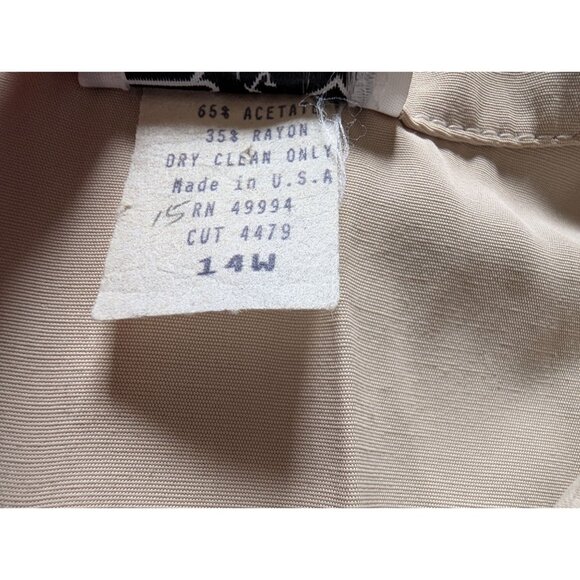 R&M Richards Beige Button-Up Blouse 14W W/ Decorative Pearl Button & Lace Trim - Picture 6 of 9